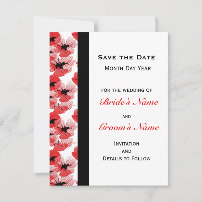 Modern Poppy Save the Date (Vorderseite)