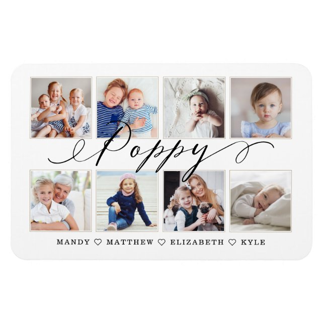 Modern Poppy Script | Entenkinder - FotoCollage Magnet (Horizontal)