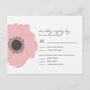 Modern Poppy Wedding RSVP/Response Cards (Pink) RSVP Karte