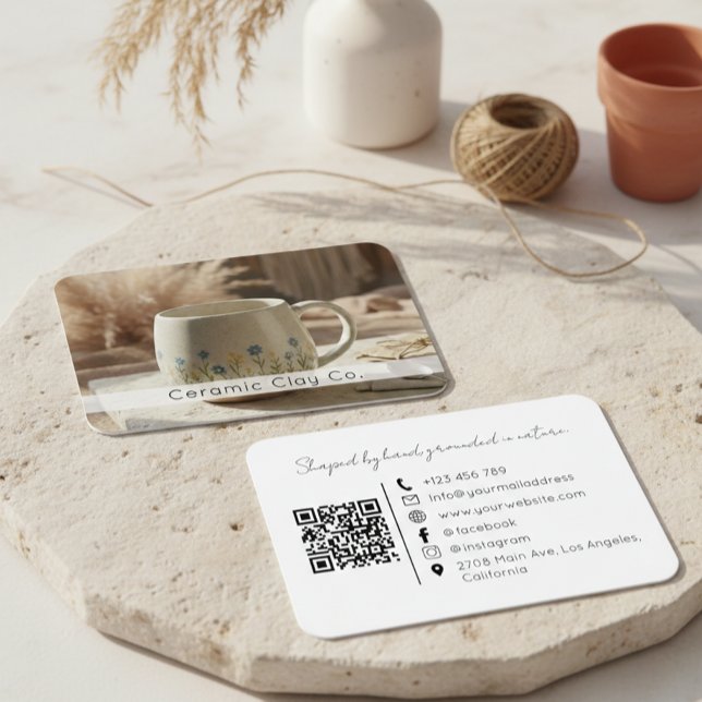 Modern Pottery Handmade Ceramic Clay QR Code  Visitenkarte (Von Creator hochgeladen)