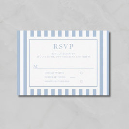 Modern Powder Blue Stripes Wedding RSVP Karte