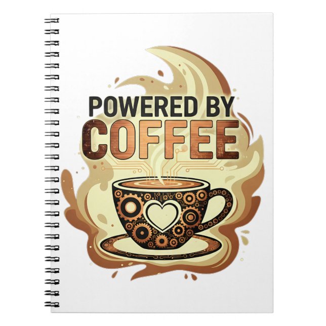 Modern Powered by Coffee – Trendige Kaffeedrucksch Notizblock (Vorderseite)