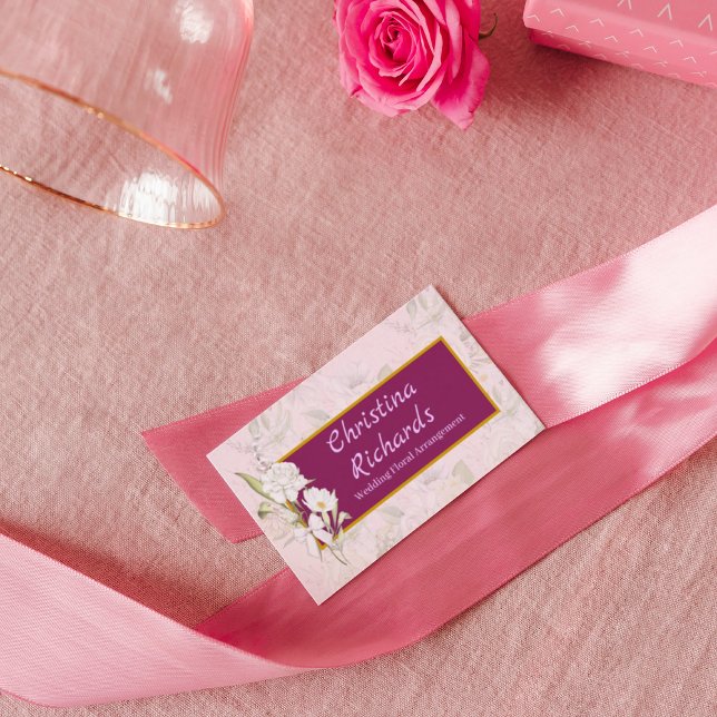 Modern präsentierte White Rosa Floral Logo Busines Visitenkarte (Von Creator hochgeladen)