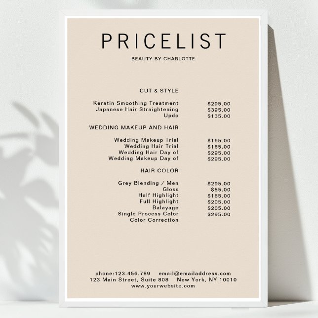 Modern, Preisliste Poster (Modern, price list Poster)