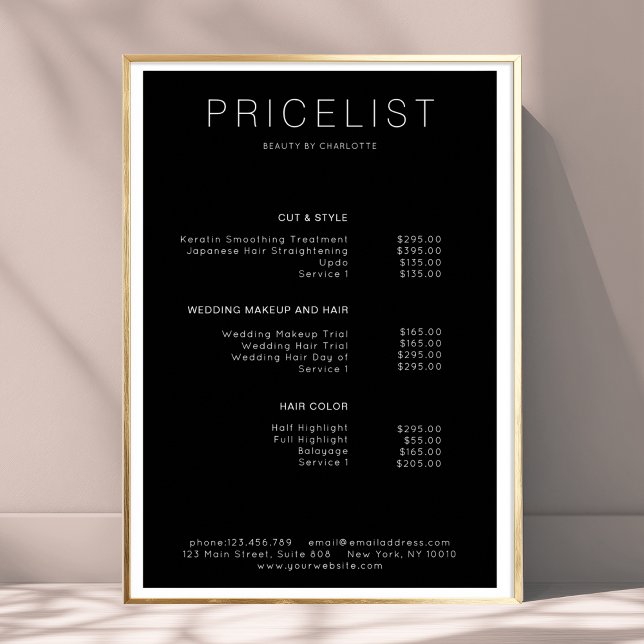 Modern, Preisliste Poster (Modern, price list Poster)