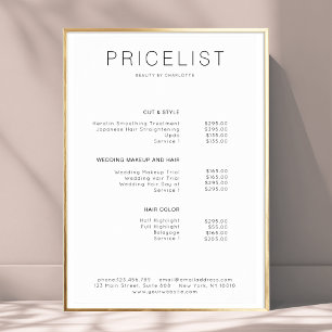 Modern, Preisliste Poster