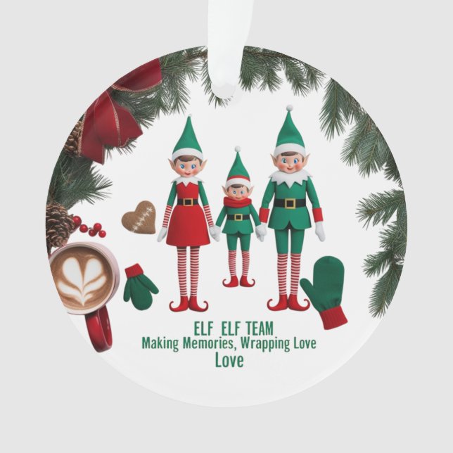 Modern Premium Elf Team Acrylic Circle Ornament  (Vorderseite)