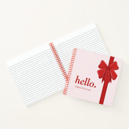Modern Preppy Pink & Red Red Ribbon Bow Wrapped Notizbuch