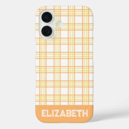Modern Preppy Plaid Varsity Font Orange Yellow iPhone 16 Hülle