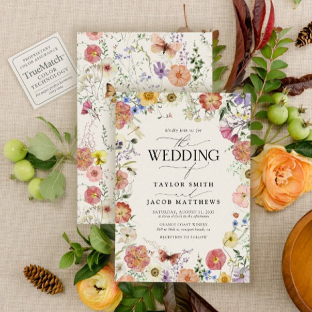 Modern Pressed Wildflower Boho Chic Wedding Einladung (Von Creator hochgeladen)