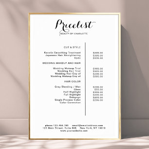Modern,  price list Poster