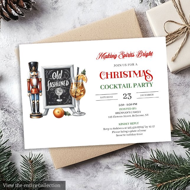 Modern printable Christmas cocktails party invite Einladung (Modern printable Christmas cocktails party invitation

)
