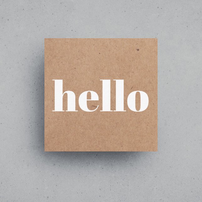 Modern Printed Kraft Brown White Hello Consultant Quadratische Visitenkarte (Von Creator hochgeladen)