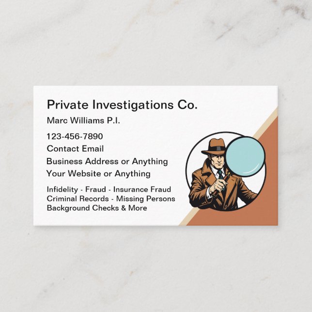 Modern Private Investigator Theme Visitenkarte (Vorderseite)
