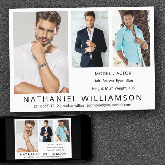 Modern Pro Model Actor 3 Fotos Comp Card Einladung