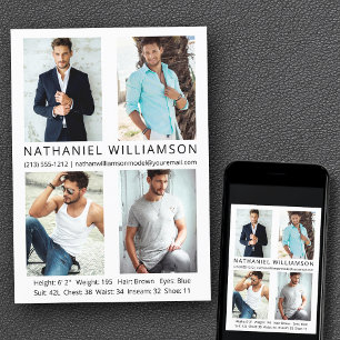 Modern Pro Model Actor 4 Fotos Comp Card Einladung