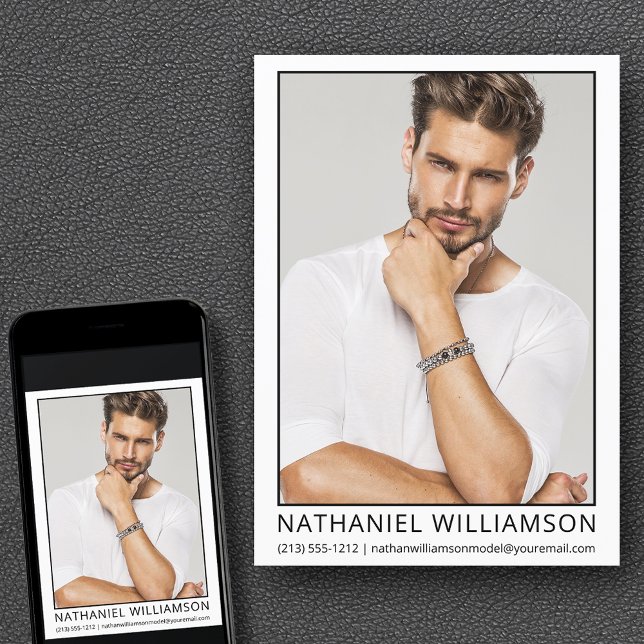 Modern Pro Model Actor Foto Card Einladung (Customize to change background color, text size, style or to add more photos to back of card.)