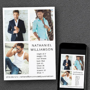 Modern Pro Model and Schauspieler 3 Fotos Comp Car Einladung