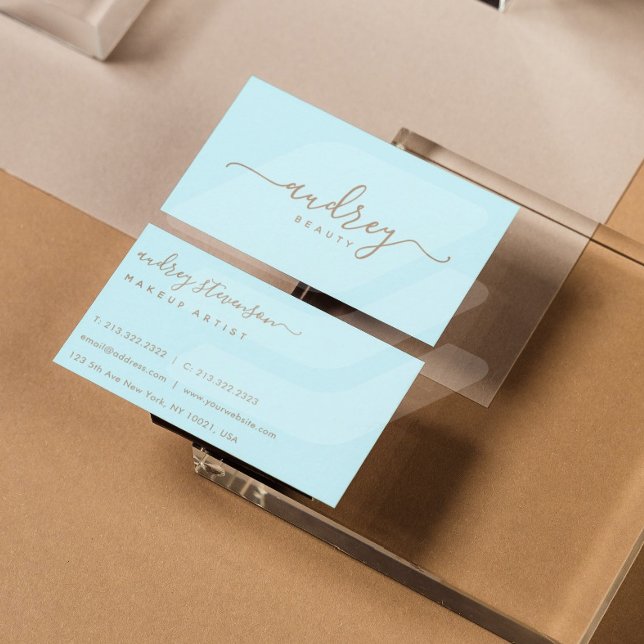 Modern Professional Blue Gold Signature Visitenkarte (Von Creator hochgeladen)