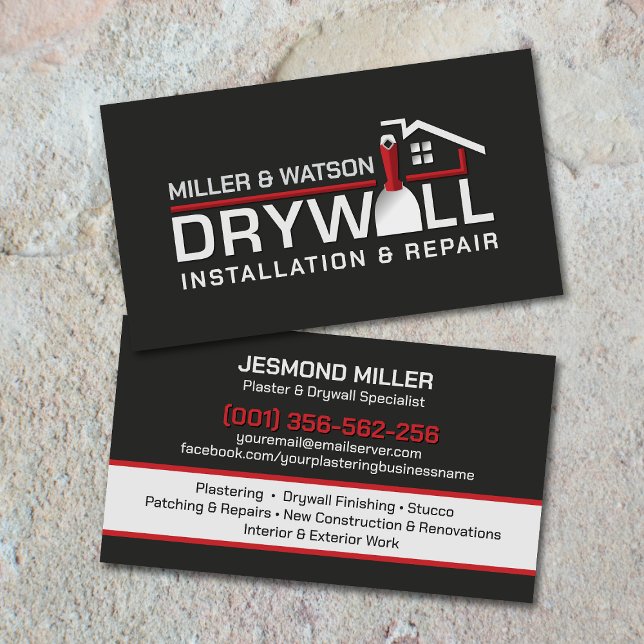 Modern Professional Drywall Plastering Services  Visitenkarte (Von Creator hochgeladen)