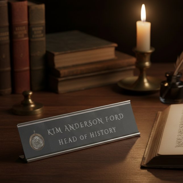 Modern Professional Elegant Matte Black Obsidian Schreibtischnamensplakette (Von Creator hochgeladen)