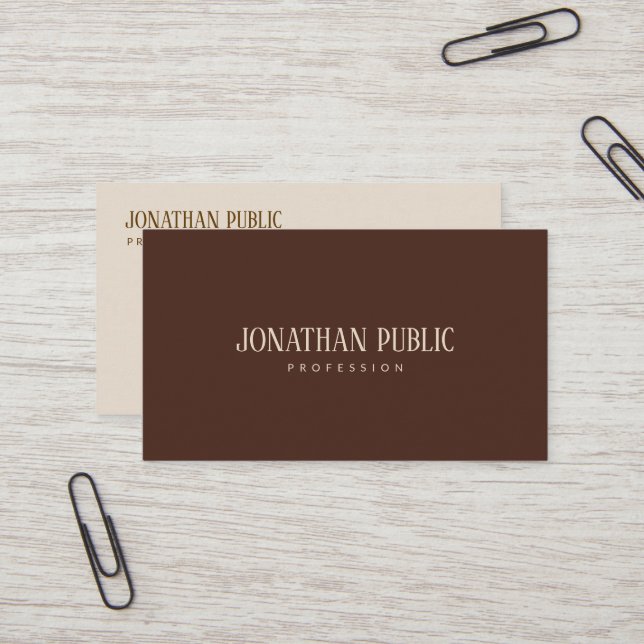 Modern Professional Elegant Template Brown & Beige Visitenkarte (Vorderseite/Rückseite Beispiel)