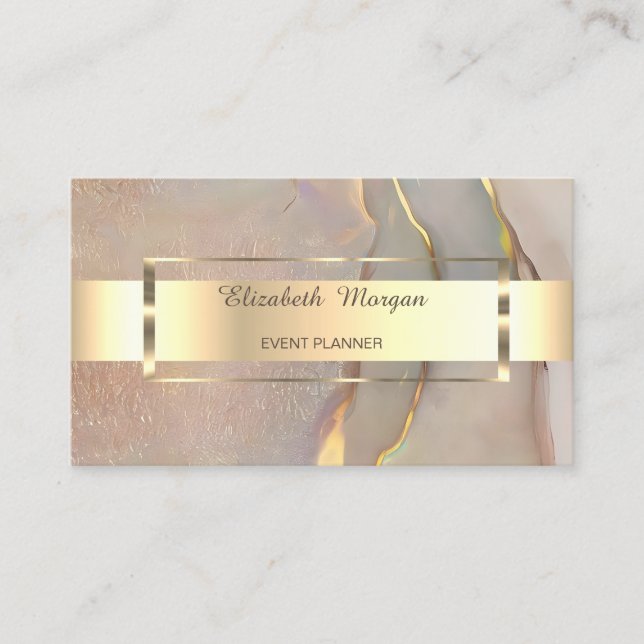Modern  Professional Gold Stripe Pink Opal Visitenkarte (Vorderseite)