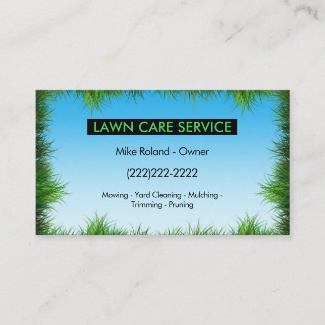 Modern Professional Lawn Care Gardener Services Visitenkarte (Vorderseite)