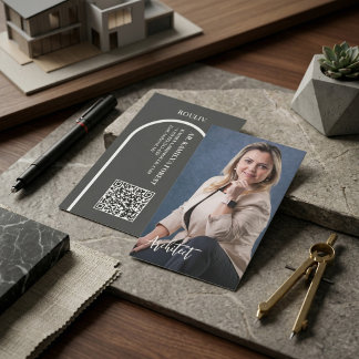 Modern Professional Photo | Minimalist Arch QR Cod Visitenkarte