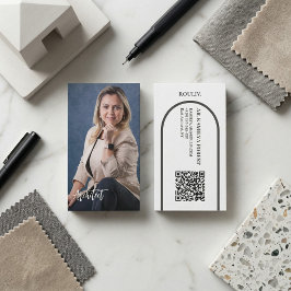 Modern Professional Photo | Minimalist Arch QR Cod Visitenkarte