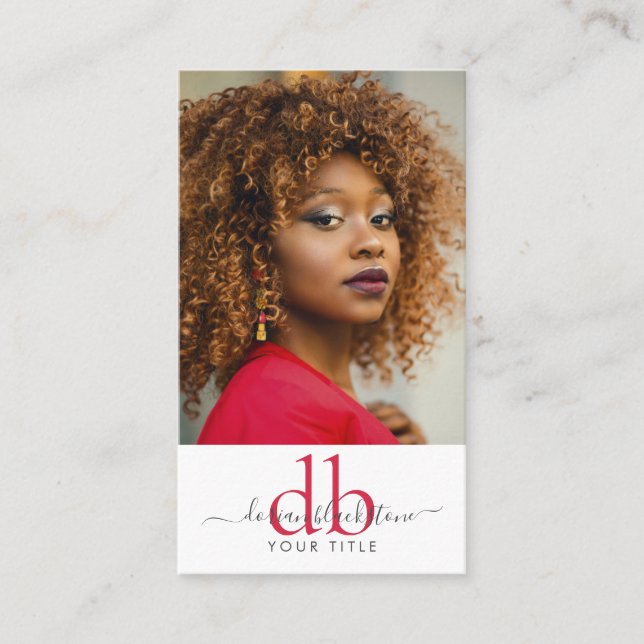 Modern Professional Photo Monogram Business Card Visitenkarte (Vorderseite)