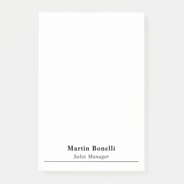 Modern Professional Plain Black & White Name Title Post-it Klebezettel (Vorderseite)