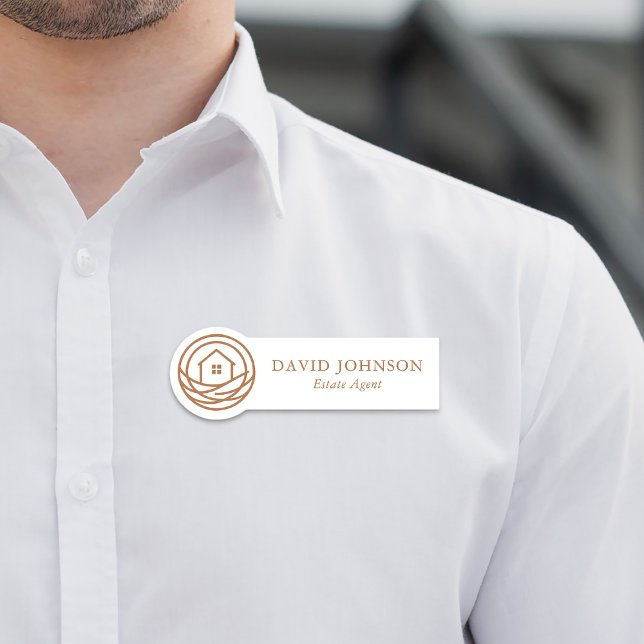 Modern Professional Warm Real Estate Agent Namensschild (Modern Professional Warm Real Estate Agent Name Tag)
