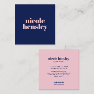 Modern, professionell, minimalist, Blau und Pink Quadratische Visitenkarte