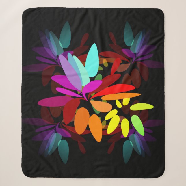 Modern Psychedelic Style Rainbow Print Sherpadecke (Vorderseite)