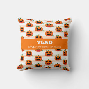 Modern Pumpkin Halloween Boo Basket Kissen