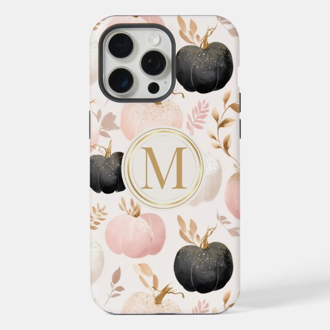 Modern Pumpkin Monogram - Personalisiert Initial iPhone Hülle (Rückseite)