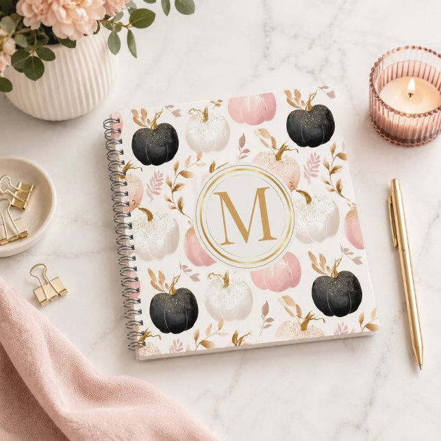 Modern Pumpkin Monogram - Personalisiert Initial n Notizbuch (Von Creator hochgeladen)
