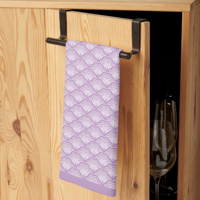 Modern Purple Abstract Floral Pattern Geschirrtuch (Drittel gefaltet)