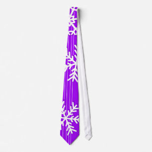 Modern purple and white Christmas snowflakes Krawatte