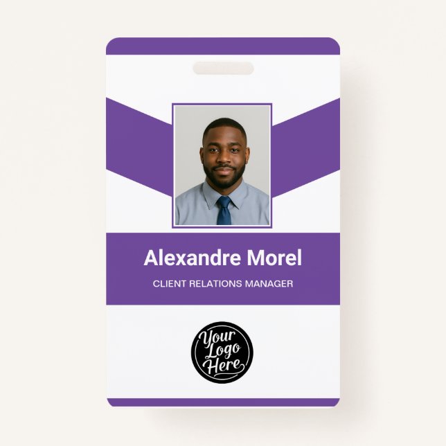 Modern Purple Chevron Professional ID Badge Ausweis (Vorderseite)