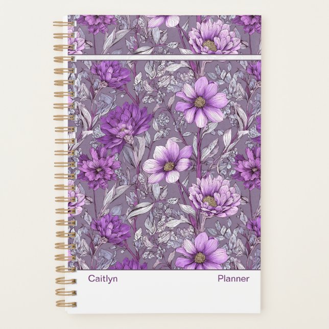 Modern Purple Floral Small Planer (Vorderseite)