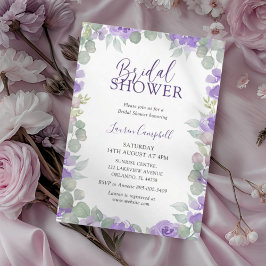 Modern Purple Floral Watercolor Bridal Shower Einladung