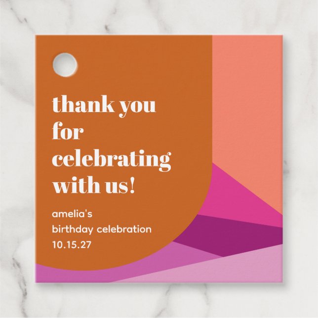 Modern Purple Rust Art Custom Birthday Thank You Geschenkanhänger (Vorderseite)