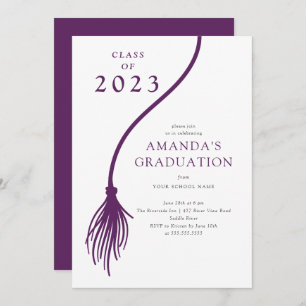 Modern PurpleTassel Graduation Party Invitation Einladung