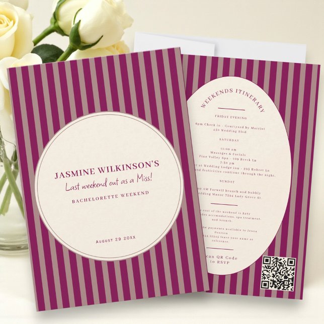 Modern QR code Bachelorette Weekend Itinerary Einladung (Von Creator hochgeladen)