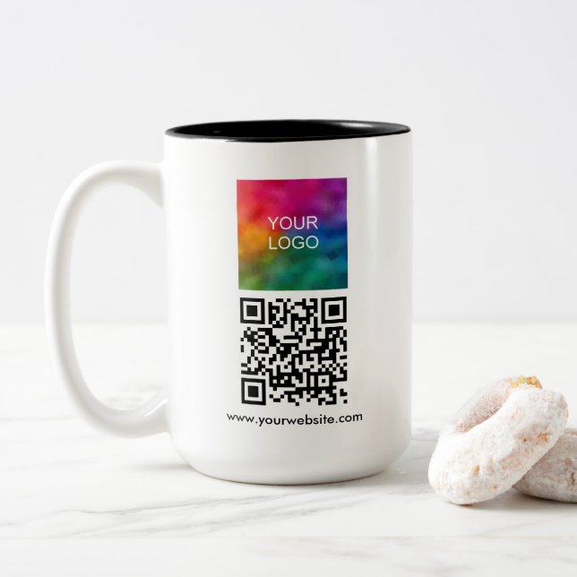Modern QR Code Business Company Logo Template Zweifarbige Tasse (Mit Donut)