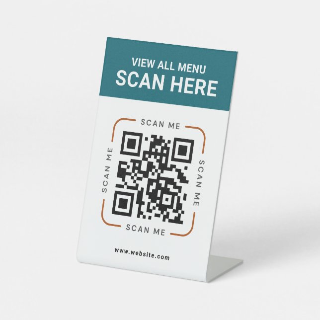 Modern QR Code  | Digital Menu Tabletop Sign Sockelschild (Vorderseite)