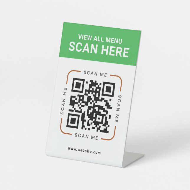 Modern QR Code  | Digital Menu Tabletop Sign Sockelschild (Vorderseite)