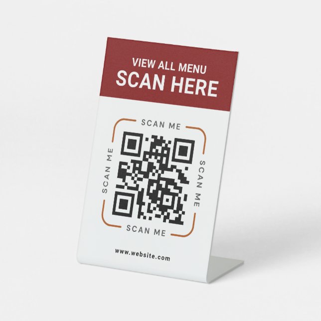 Modern QR Code  | Digital Menu Tabletop Sign Sockelschild (Vorderseite)